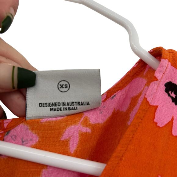 Rue Stiic Naveah Floral Jumpsuit XS Orange PInk Floral Cutout Tie Anthropologie - Picture 16 of 16